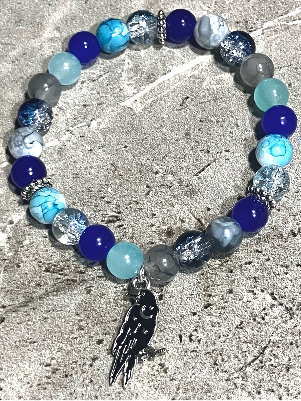 PICK ONE! Raven charm glass beaded bracelet collection - Picture 6 of 10